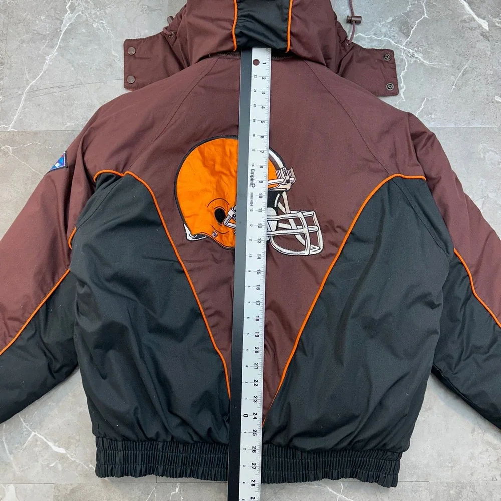 90s Vintage Cleveland Browns Puffer Jacket Mens Medium 75th Anniversary Bomber